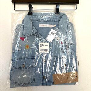 Denim Embroidered Button Up